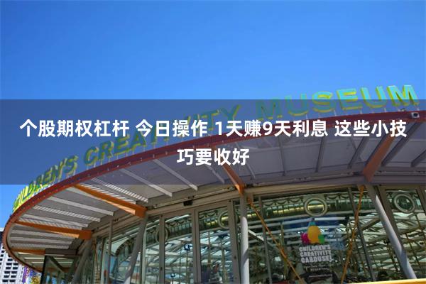 个股期权杠杆 今日操作 1天赚9天利息 这些小技巧要收好